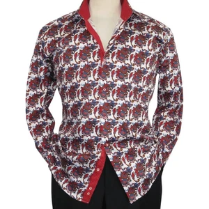 Men Shirt J.Valintin Turkey Egyption Cotton Axxess Style A113-10 Christmas Red - Picture 1 of 12