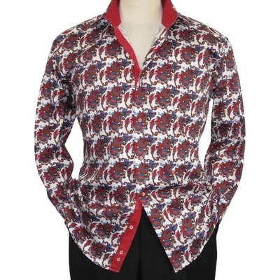 Men Shirt J.Valintin Turkey Egyption Cotton Axxess Style A113-10 Christmas Red - Image 1 of 4