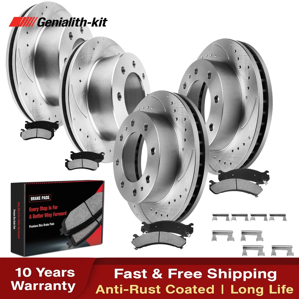 Front Rear Drilled Rotors Brake Pads for 2001-2010 Silverado Sierra 2500 3500 HD Foto 1 de 4