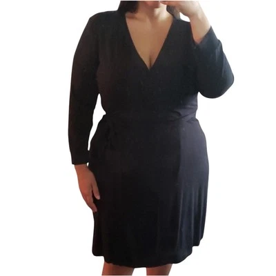 Vestido envolvente Wendy Williams para mujer talla grande talla 3x Negro Nuevo con Etiquetas Manga 3/4 Largo  Foto 1 de 4