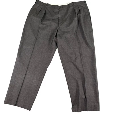 LL Bean Men's Gray Wool Dress Pants Size 46  Pleated Made in Canada - Image 1 of 4