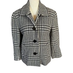Lauren Ralph Lauren black and cream long sleeve collared lined wool pea coat 8 - Picture 1 of 10