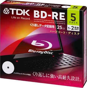 Blu-ray disc for TDK data BD-RE 25GB 1-2x speed white wide printable 5 sheets 5m - Picture 1 of 2