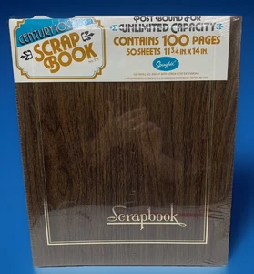 Scrapbook vintage secolo 100 pagine 50 fogli made in USA sigillato NUOVO NOS marrone scuro - Foto 1 di 2