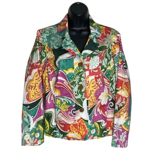 Coldwater Creek Jacke Damen L Petite Floral Artsy Y2K Vibrant Blazer Taschen - Bild 1 von 18