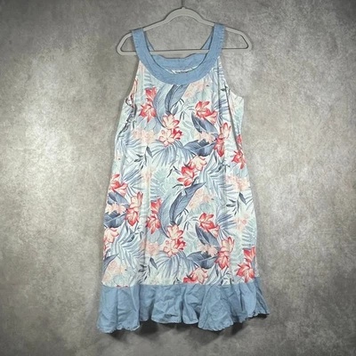 Mini Vestido Tommy Bahama Marina Delicate Flora Para Mujer Grande Azul Sin Mangas  Foto 1 de 4