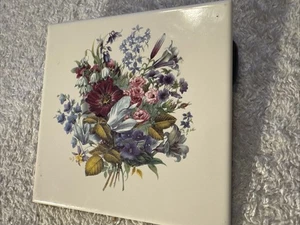 Floral Bouquet Splendor Steinzeug quadratischer Untersetzer USA 6X6 - Bild 1 von 2