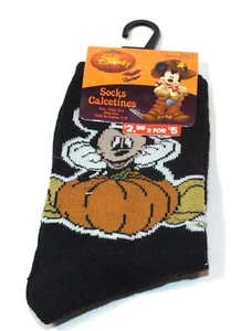 Disney Pair Of Socks Mickey Mouse Trick Or Treat Halloween Pumpkin Costume D44 - Picture 1 of 24