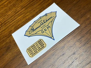 EDISON GEM PATENT WATER SLIDE DECALS FOR CYLINDER PHONOGRAPH HORN - New Repro - Picture 1 of 3