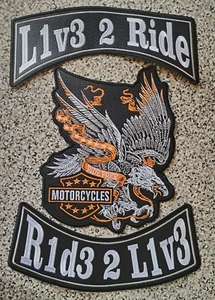 LONG EAGLE+ ROCKERS EMBROIDERY PATCHES HARLE DAVIDN STYLE TO SEW ON JACKET BACK - Picture 1 of 7