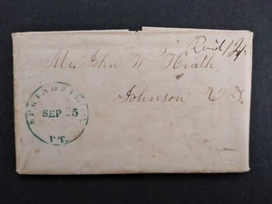 Vermont: Springfield 1835 Stampless Cover, Green CDS to Johnson, Vt - Picture 1 of 6