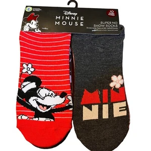 10 PR Minnie Mouse Themed Super No-Show Socks Shoe Size Adult 4-10 NEW (1s) - Picture 1 of 3
