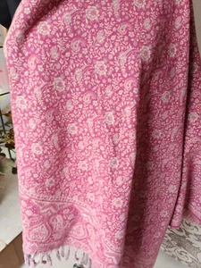 Warm gift yak wool PINK shawl handmade Reversible himalyan yoga jamavar unisex - Picture 1 of 8