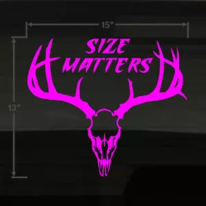 Size Matters Hirschbock Schädel Gestell Sport Jagd 15x13 groß PINK Aufkleber Sticker - Bild 1 von 1