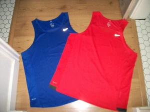 Nike Men's Running Dri-Fit Nike Miler Tank Top Red & Blue Size XL - Picture 1 of 13