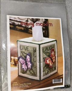 Butterfly Tissue Box Cover Plastic Canvas Kit Mary Maxim New Cube Size - Picture 1 of 8