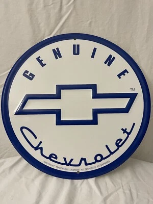 Genuine Chevrolet Metal Round blue & White Sign 12" - Image 1 of 4