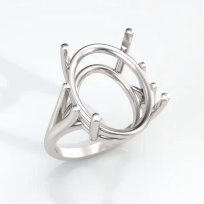 (25x18mm) Oval Solid Sterling .925  Ring Setting (Ring Size 6-11 ) - Image 1 of 2