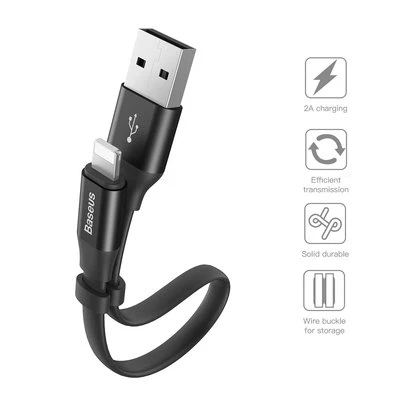 Baseus USB Data Sync 2A cabo de carregamento rápido 23cm para iPhone 5 6 6 7 8 X XR XS 11 - Imagem 1 de 4