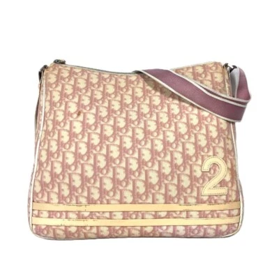 Bolsa tiracolo logotipo Dior Trotter No.2 bolsa de ombro PVC/couro rosa/branco - Imagem 1 de 4
