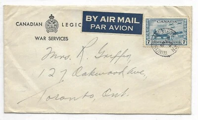 1943 Military Mail  M.P.O. 620  Windsor Nova Scotia air mail to Toronto Ontario - Image 1 of 3