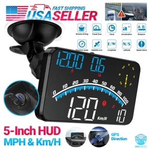 Digital Speedometer Universal GPS Car HUD Head Up Display MPH Overspeed Alarm 5" - Picture 1 of 11
