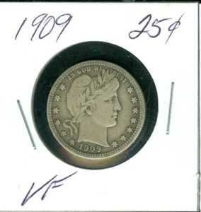 1909 BARBER QUARTER  VERY FINE PLUS NICE COIN     - Picture 1 of 2
