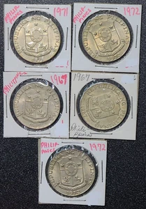 Lot 5p1967 1971 1972 PHILIPPINES 50 Sentimos Marcelo del Pilar 50 SENTIMOS COINS - Picture 1 of 4