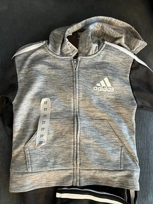 NWT Addidas Jacket & Pants  Black & Grey 3T 2 pieces Set - Image 1 of 3