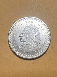 One Tenth Oz Silver Round "Cuauhtemoc" 999 Silver coin - Mexican Aztec Calendar - Picture 1 of 2