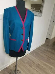 Vintage Pendleton Women Teal Blue Pink Trim Virgin Wool Blazer Jacket NWT Sz 6 - Bild 1 von 8