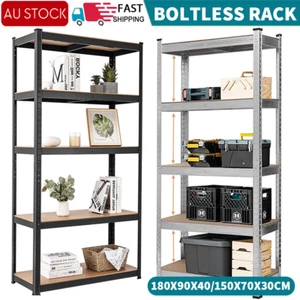5 Tier Boltless Shelving Unit Display Storage Bookcase Shelves Garage Metal Rack - Picture 1 of 14