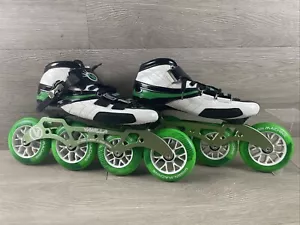 Vanilla VNLA Speed Inline Skates Black Green US 9 3x118mm 12.8” Inch 195mm MINT - Picture 1 of 10