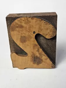 LARGE NUMBER "2" ANTIQUE LETTERPRESS VINTAGE WOODEN PRINT BLOCK STAMP 3" - Picture 1 of 6