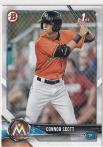 2018 BOWMAN 1ST RC CONNOR SCOTT MIAMI MARLINS FIRST ROOKIE (QTY) S4421 - Picture 1 of 2
