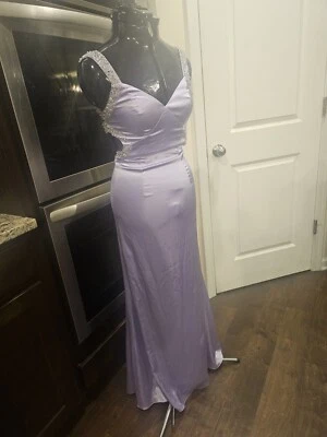 Vestido largo vintage Cache púrpura con cuentas lentejuelas sin espalda Xs-pequeño Foto 1 de 4