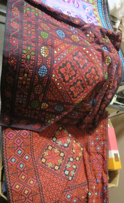 Set of 2 Hand Embroidered Ethnic Asian Vietnam Pillow Cushion Covers 17" Sq. - Image 1 of 4