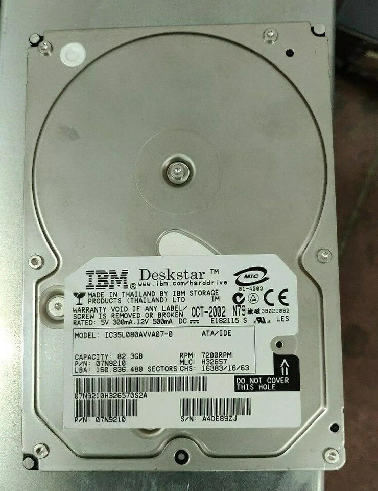 IBM 07N9210 82.3GB 7.2K RPM IDE / PATA 3.5" Hard Disk Drive - Image 1 of 1