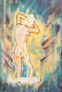 VINTAGE ABSTRACT OIL PAINTING NUDE PORTRAIT - Picture 1 of 12