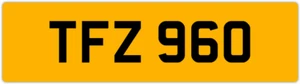 TFZ 960 T 3x3 DATELESS PRIVATE NUMBER PLATE TOM TONY TEL TOD TODD TAM TAJ TRACE - Picture 1 of 1