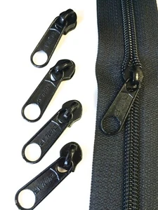 BLACK #3 Coil Zipper: 25 long pulls - Picture 1 of 3