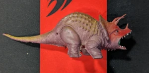 Triceratops Dinosaur 8.5" Figure Vintage - 1970s Hong Kong - Red, Purple, Brown - Picture 1 of 3