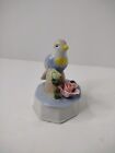 Hexagon Porcelain Trinket Box w/  colorful bird on Top with roses, unbranded.