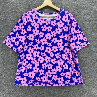 Camiseta LulaRoe Mujer L Grande Azul Floral Cuello Redondo Manga Corta Informal Cómoda Foto 1 de 4