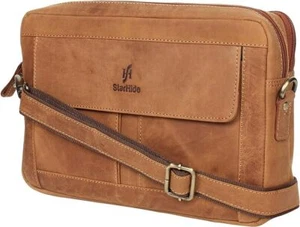 STARHIDE Mens Womens Distressed Hunter Genuine Leather  Ipad Tablet Bag 590 BRN - Picture 1 of 7