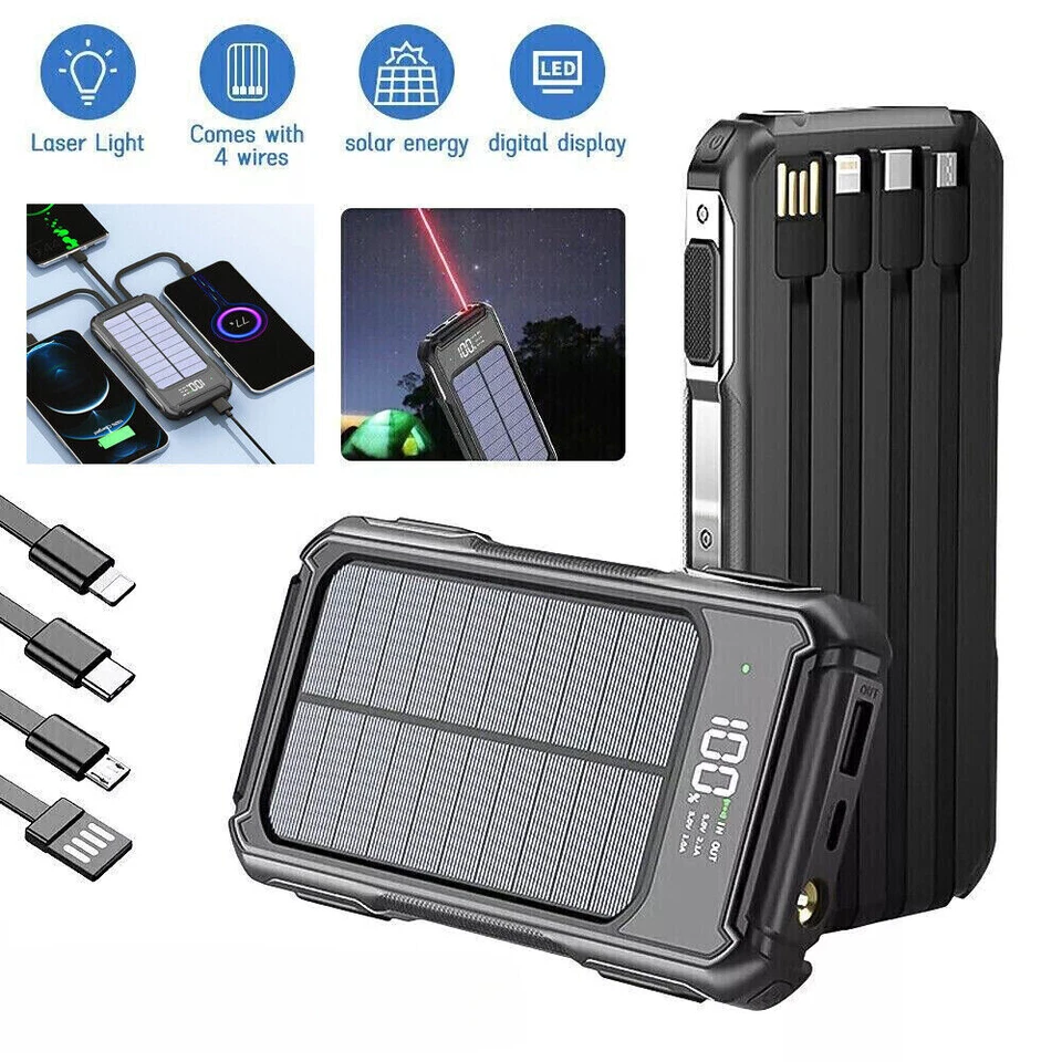 Solar Power Bank 20000mAh 4 USB Backup External Battery Charger for Cell Phone - Image 1 of 4
