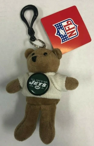 New York Jets NFL  5" Plush Bear Backpack Clip & Keychain Cover