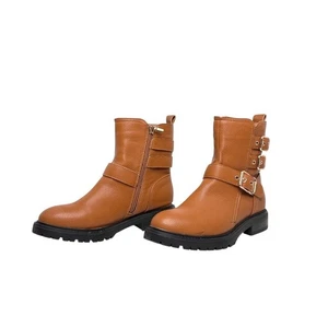 G.C. Scarpe Stivaletti Moto Cognac Kingsburg con Fibbia con Cinturino 8,5 EU 39 Casual - Foto 1 di 8