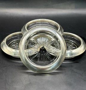 Juego de 4 posavasos vintage de plata esterlina y vidrio Frank M. Whiting & Co. - Imagen 1 de 8