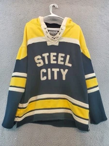 Vintage Steel City Pittsburgh Hoodie XXL Schnür Hockey Pullover schwarz gelb - Bild 1 von 16